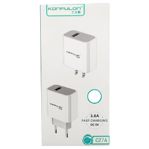 СЗУ microUSB Konfulon C27A 3A/1USB/QC3.0 белый# - фото