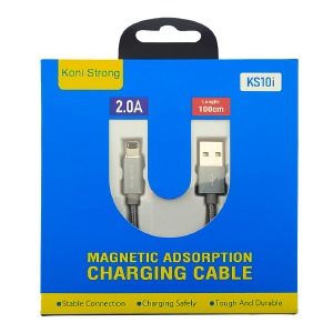Кабель iPhone Lightning (5/6/7/8...) Koni KS10i 2A магнитный тканевой серый 1м# - фото