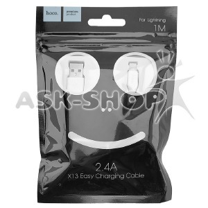 Кабель iPhone Lightning Hoco X13 2.4A белый 1м (36) - фото