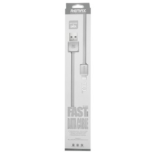 Кабель iPhone Lightning (5/6/7/8...) Remax Fast Data RC-008i плоский серый 1м# - фото