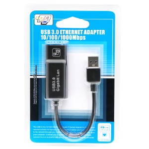 Переходник USB-LAN сетевая карта RJ45 3.0 10/100/1000Mb черный - фото