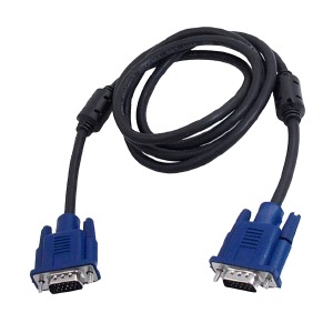 кабель VGA-VGA 1080p 3+9 голубой коннектор черный 1,5м в уп.  - фото