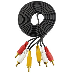 Кабель 3RCA-3RCA (DVD тюльпаны) Premium черный 3м - фото