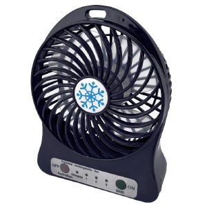 Вентилятор настольный 1501 с аккумулятором/USB/3 режима/светодиод/БЕЗ гарантии на АКБ (черный) - фото