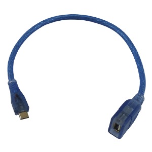 Otg-cable USB(мама)-microUSB(папа) синий 0,3 м - фото