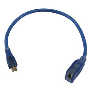 OTG-cable USB мама \ MicroUSB папа синий 0,3 м - фото