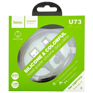 Кабель iPhone Lightning (5/6/7/8...) Hoco U73 силиконовый с блестками черный 1,2 м - фото