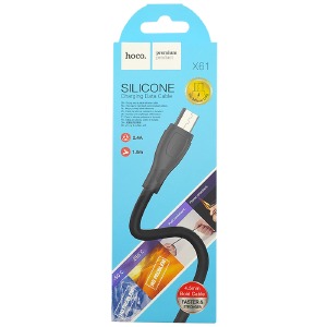 Кабель microUSB Hoco X61 2.4A силиконовый черный 1м (31) - фото
