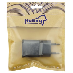 Блочек USB Husky H03 2.0A(real 3.0A) 1USB фирмен.пакет QC3.0 черный (S6 design) - фото