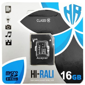 Карта памяти Micro SD 16GB (10) (+adapter) Hi-Rali UHS-I - фото