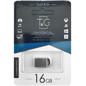 USB 16GB 2.0 T&G 107 metal Series серебряная (короткая) - фото