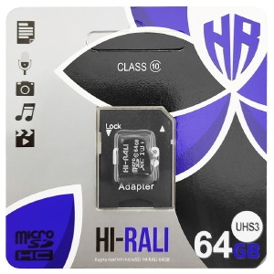 Карта памяти Micro SD 64GB (10) (+adapter) Hi-Rali UHS-І - фото