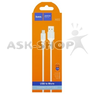 Кабель microUSB Hoco X65 2.4A белый 1м (31) - фото