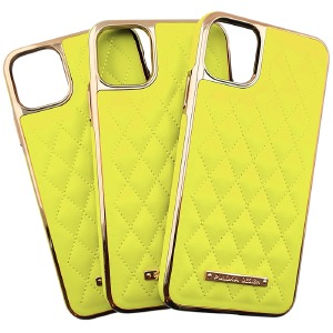 Накладка Puloka Leather iPhone 12 Pro Max yellow# - фото