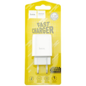 Блочек USB Hoco C72A 2.1A 1USB белый - фото