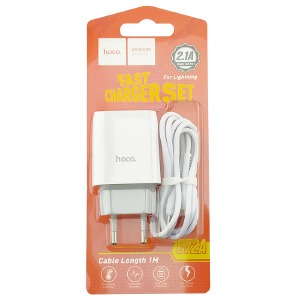 СЗУ iPhone Lightning Hoco C72A 2.1A 1USB белое 1м - фото