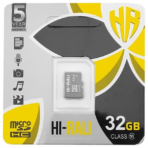 Карта памяти Micro SD 32GB (10) (-adapter) Hi-Rali UHS-l - фото