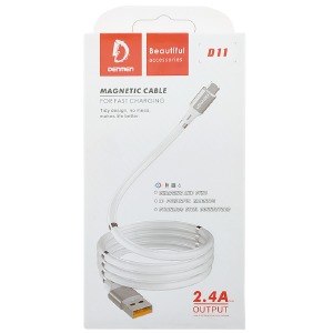 Кабель microUSB Denmen D11V 2.4A supermagnet белый 1м# - фото