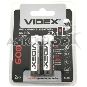 Аккумуляторы Videx AA R6 по 2 шт(пальчиковые) 600mA/цена за 1 бат. - фото