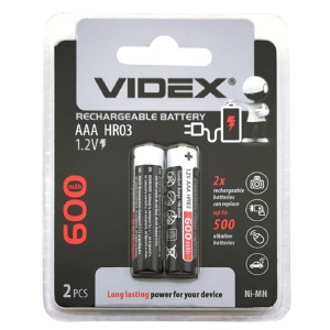 Аккумуляторы Videx AAA R3 по 2 шт(мизинчиковые) 600mA/цена за 1 бат. - фото