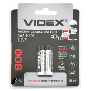 Аккумуляторы R3 Videx AAA по 2 шт(мизинчиковые) 800mA/цена за 1 бат. (20) - фото