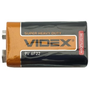 6F22 Батарейки Videx 9V крона солевая по 1 шт./цена за 1 бат. - фото