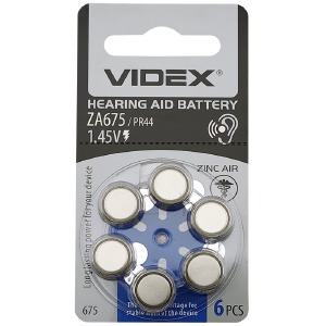 Батарейки Videx PR-44/ZA675 1.4v (слуховой аппарат) по 6шт/цена за 1 бат. - фото