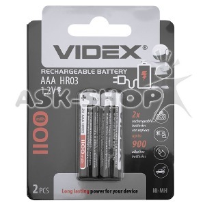 Аккумуляторы Videx AAA R3 по 2 шт(мизинчиковые) 1100mA/цена за 1 бат. - фото