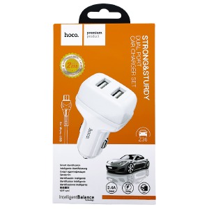 АЗУ microUSB Hoco Z36 2.4А 2USB белое 1м - фото
