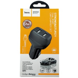 АЗУ iPhone Lightning Hoco Z36 2.4А/2USB черное 1м - фото