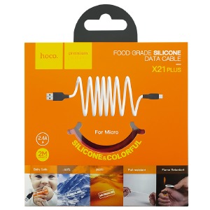 Кабель microUSB Hoco X21 Plus 2.4А силиконовый красно-черный 2м (28) - фото