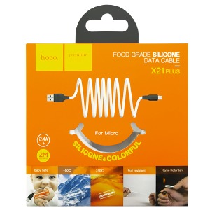 Кабель microUSB Hoco X21 Plus 2.4А силиконовый черно-белый 2м (28) - фото