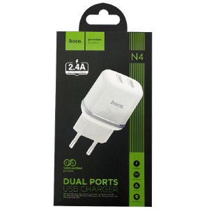 Блочек USB Hoco N4 2,4A 2USB белый - фото