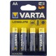 LR06 Батарейки Varta Longlife щелочная Alkaline по 4 шт (пальчиковые)/цена за 1 бат. - фото 1