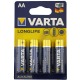 LR06 Батарейки Varta Longlife AA щелочные Alkaline по 4 шт (пальчиковые)/цена за 1 бат. (80) - фото 1