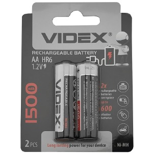 Аккумуляторы Videx AA R6 по 2 шт(пальчиковые) 1500mA/цена за 1 бат. - фото