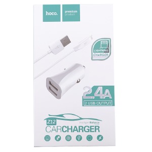 АЗУ iPhone Lightning 5/6/7/8 Hoco Z12  2А белое - фото