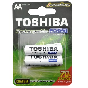 Аккумуляторы Toshiba AA R6 по 2 шт(пальчиковые) 2600mA/цена за 1 бат. - фото