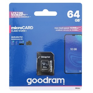 Карта памяти Micro SD 64GB (10) (+adapter) Goodram UHS-I - фото