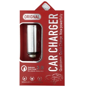 АЗУ USB блочек T05 Metall 2.4A/12/24V/1USB/QC3.0 серое - фото