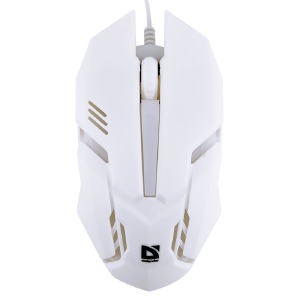 Компьютерная мышка проводная USB Defender Cyber MB-560L RGB/3 кнопки/500-1600DPI белая 1,5м - фото