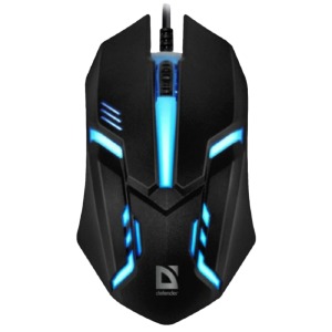 Комп'ютерна мишка провідна USB Defender HIT MB-550 RGB/4 кнопки/500-1600DPI блістер чорна 1,5м - фото