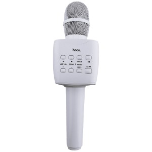 Караоке микрофон Hoco BK5 динамик 57мм/5W/BT5.0/USB max 32Gb/microSD/1200mAh белый - фото