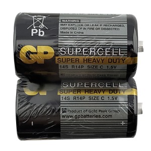 R14 Батарейки GP SuperCell "C" солевые по 2шт/цена за 1 бат. - фото