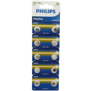 Батарейки AG1 (LR621/LR60) Philips по 10 шт/цена за 1 бат. - фото