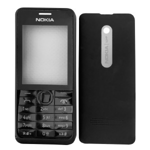 Корпус китай Nokia N301 черный с английской клавиатурой  - фото