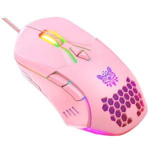 Компьютерная мышка проводная USB Onikuma CW902 розовая с RGB - фото