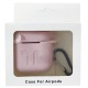 Чехол силикон AirPods 1/2 с карабином нежно-розовый - фото 1
