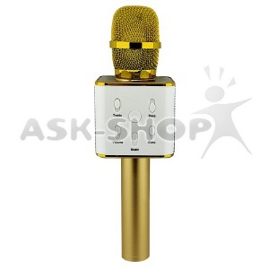Караоке микрофон Q7 звуковые эффекты/запись голоса/BT/2600mAh золотой  - фото