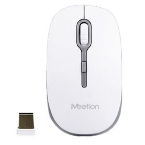 Компьютерная мышка беспроводная Meetion MT-R547 4 кнопки/USB 2.4GHz/800-1600DPI бело-серая - фото